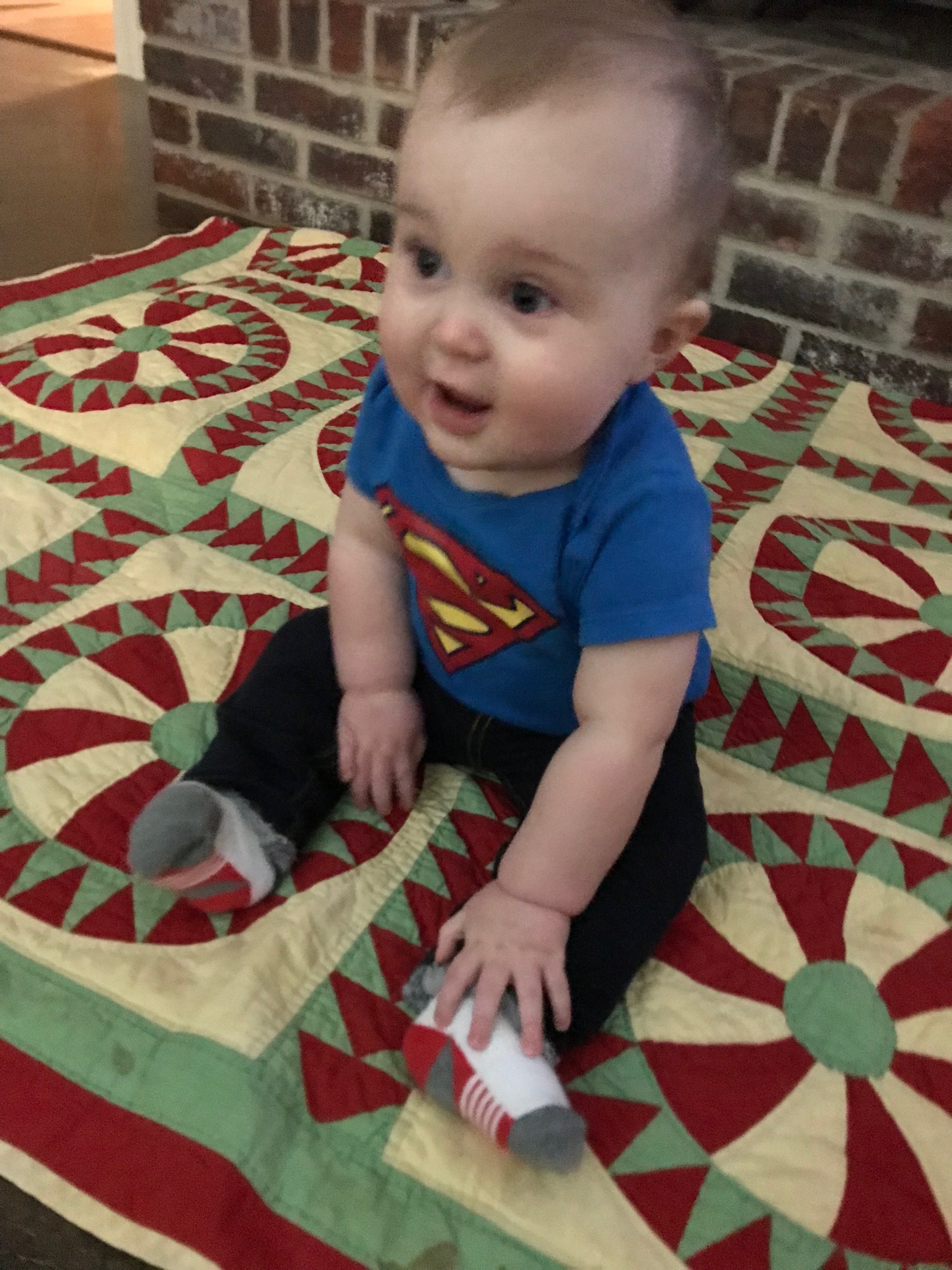 Rece sittiing up at home
